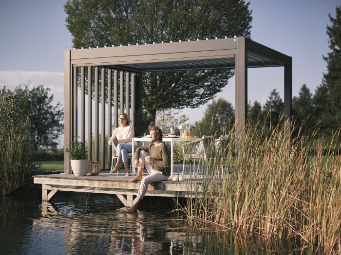 Zahradní hliníková pergola 400x300, tmavě šedá/stříbrná metalíza - Biohort