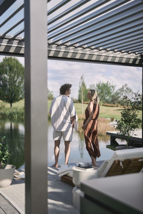 Zahradní hliníková pergola 400x300, tmavě šedá/stříbrná metalíza - Biohort