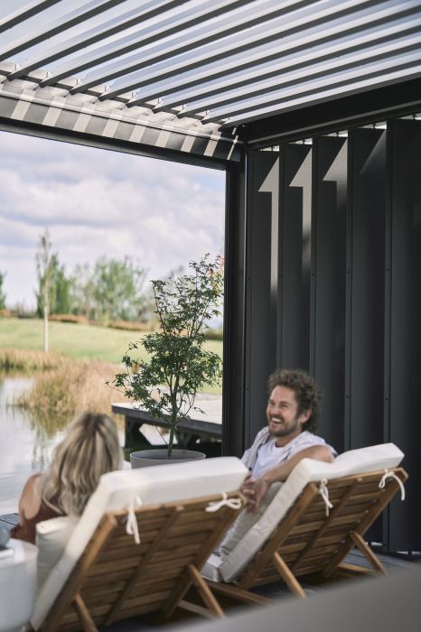 Zahradní hliníková pergola 400x300, tmavě šedá/stříbrná metalíza - Biohort