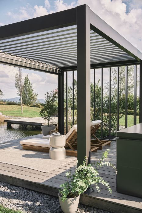 Zahradní hliníková pergola 400x300, tmavě šedá/stříbrná metalíza - Biohort