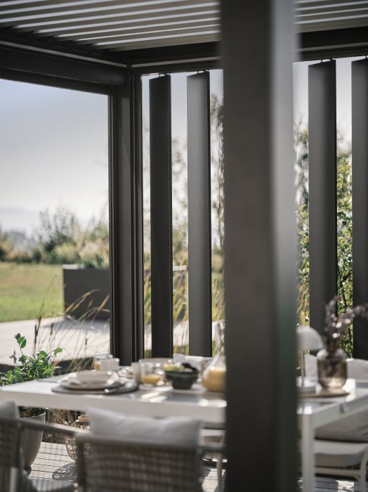 Zahradní hliníková pergola 400x300, tmavě šedá/stříbrná metalíza - Biohort