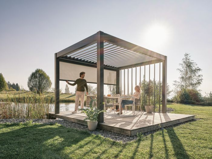 Zahradní hliníková pergola 400x300, tmavě šedá/stříbrná metalíza - Biohort