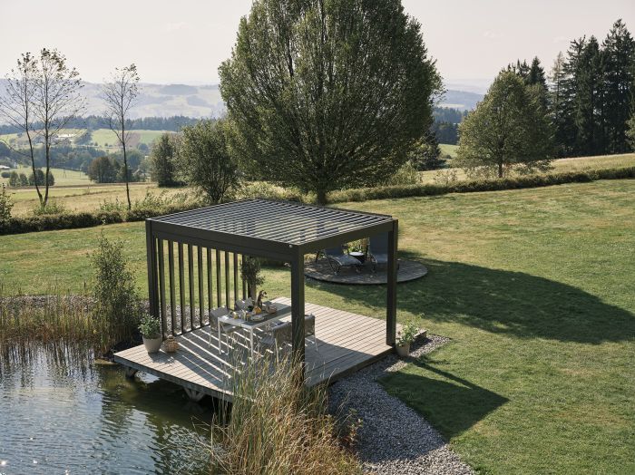 Zahradní hliníková pergola 400x300, tmavě šedá/stříbrná metalíza - Biohort