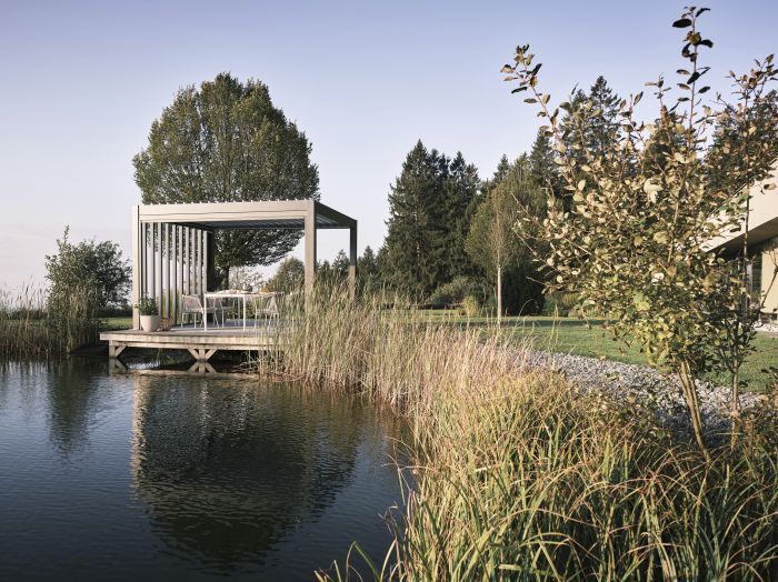 Zahradní hliníková pergola 400x300, tmavě šedá/stříbrná metalíza - Biohort