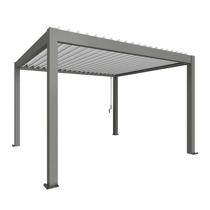 Zahradní hliníková pergola 400x350, šedý křemen metalíza/bílá - Biohort