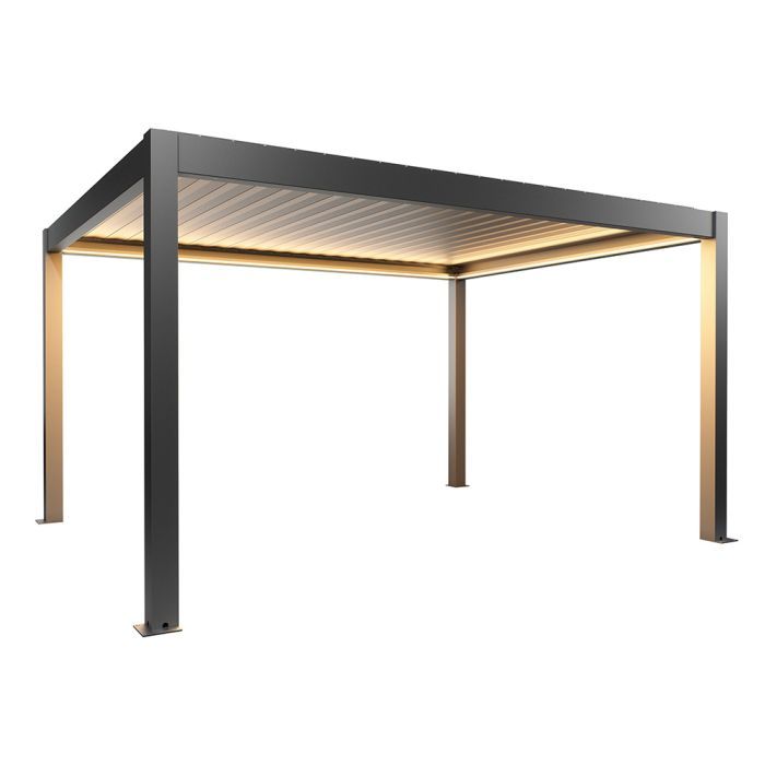 Zahradní hliníková pergola 450x350, tmavě šedá metalíza - Biohort